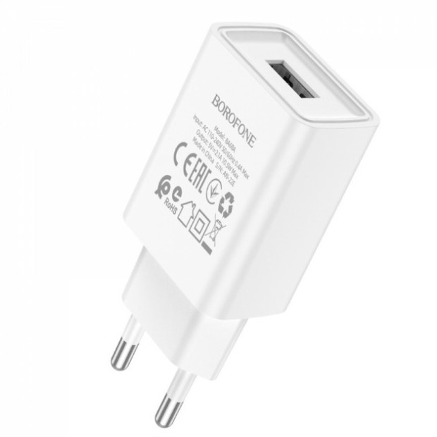 Borofone BA68A USB Charger Adapter 1USB + Lightning Cable (Black)